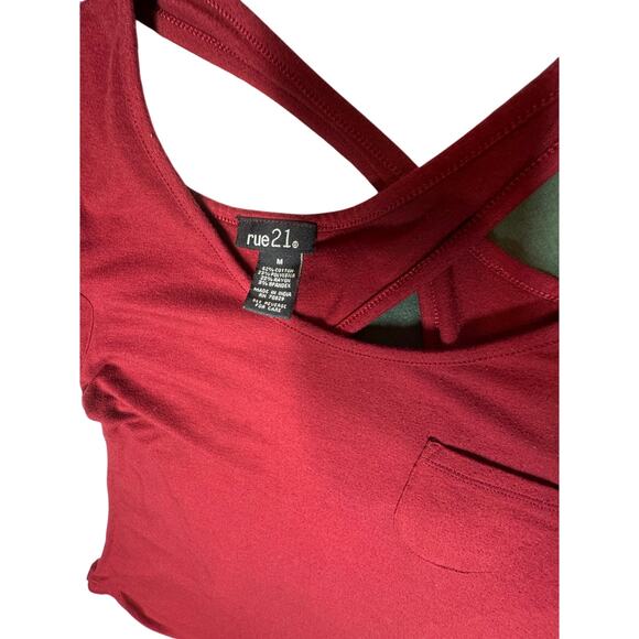 RUE 21 LOT OF 2 CROSS BACK TEES MAROON AND GREEN SIZE MEDIUM - Picture 4 of 7